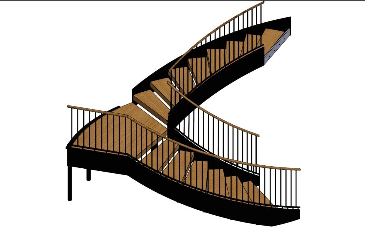 Curved Staircase with Landing