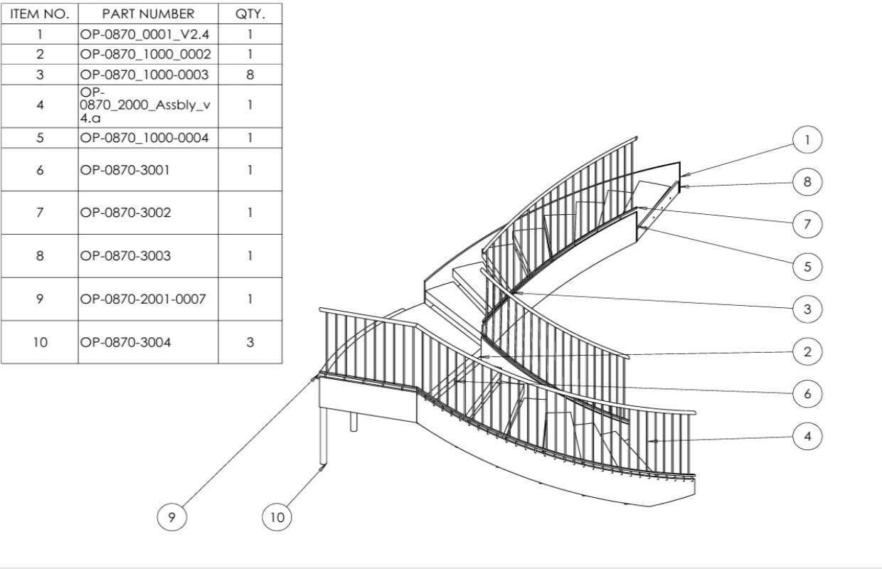 Curved Staircase with Landing