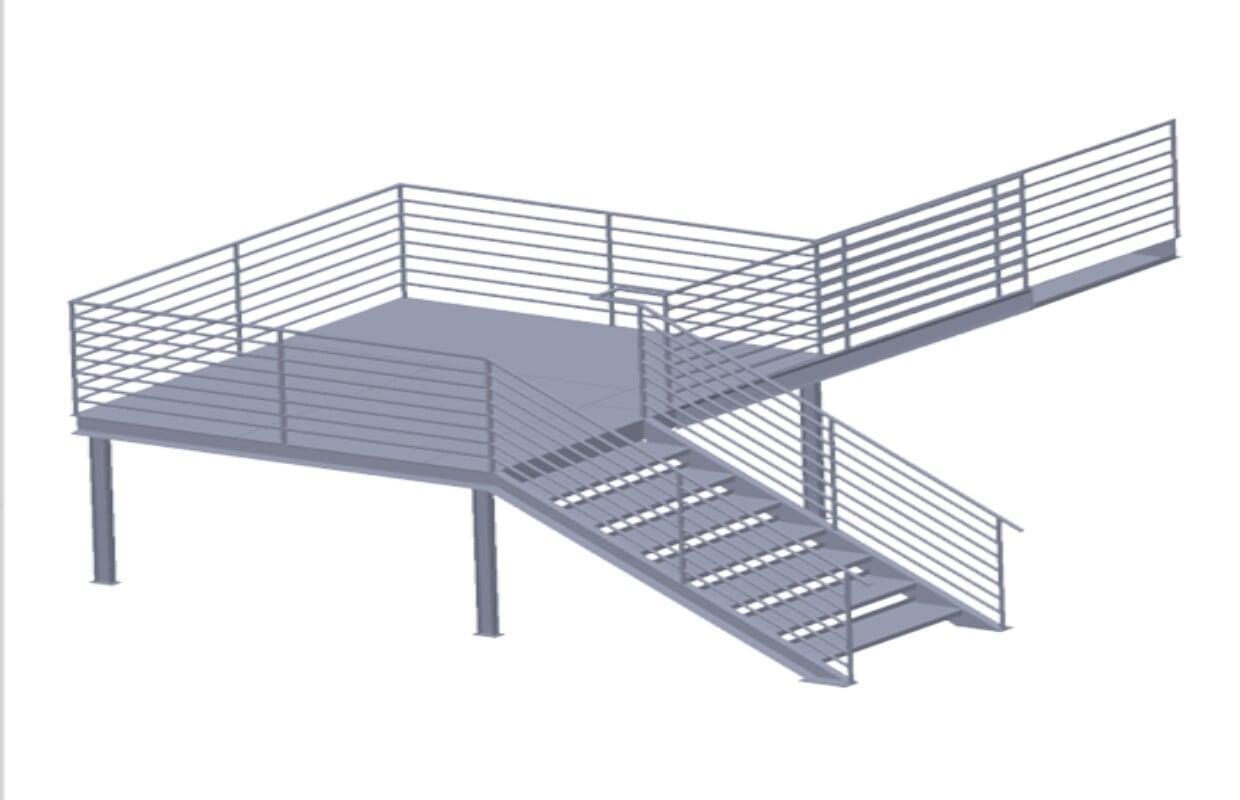 Metal Staircase with Landing